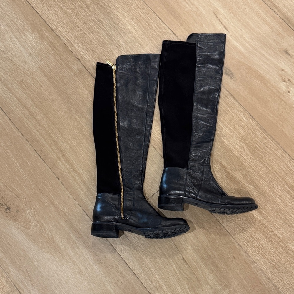 Michael Kors Black Leather Over the Knee Boots